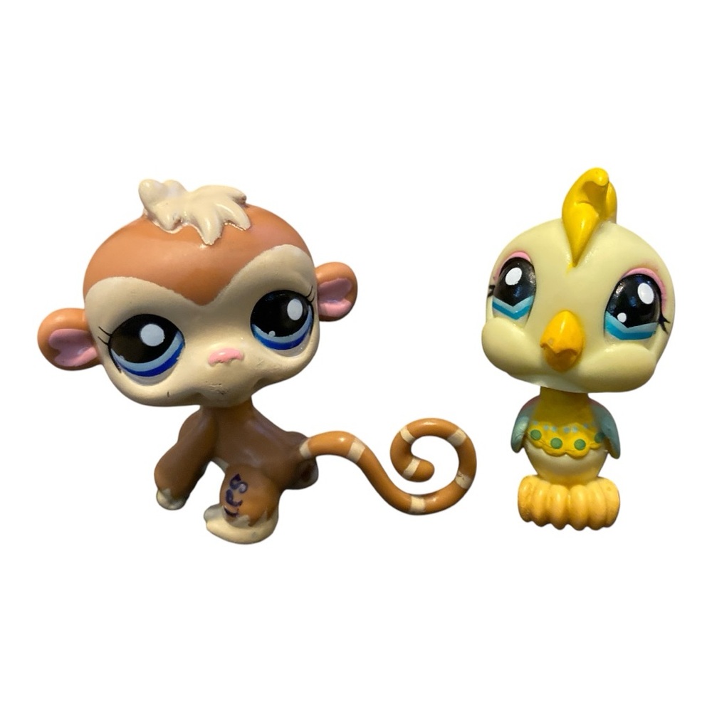 Littlest Pet shop Cockatoo #1452 and Monkey # 1450